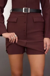 TRENDYOLMİLLA Brown Belt Detailed Wide Leg Dress Look Jumpsuit - Image 3
