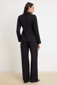 TRENDYOLMİLLA Black Double breasted Kapama Blazer Jacket Pants Weaving Bottom - Top Set - Image 4