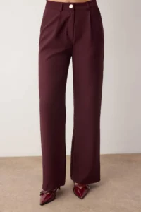 TRENDYOLMİLLA Plum Double breasted Kapama Blazer Jacket Pants Weaving Bottom - Top Set - Image 3