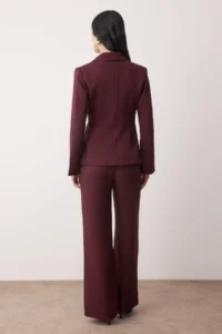 TRENDYOLMİLLA Plum Double breasted Kapama Blazer Jacket Pants Weaving Bottom - Top Set - Image 4