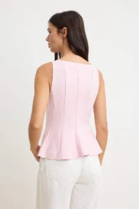 TRENDYOLMİLLA Pink peplum/Waisted Boat Neck Flexible Knitting Blouse - Image 4