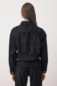 TRENDYOLMİLLA Black Suede Look Basic DENIM Jacket - Image 4