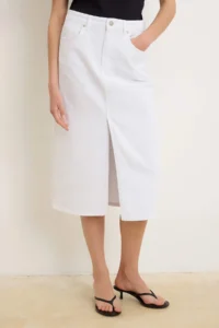 TRENDYOLMİLLA WHITE DENIM Midi Skirt - Image 3