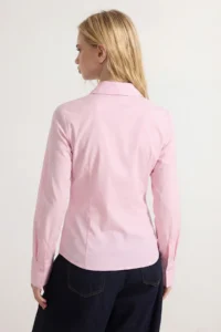 TRENDYOLMİLLA Wardrobe Essentials Pink Hafif Waist Fitting Cotton Weaving Shirt - Image 4