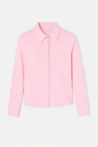 TRENDYOLMİLLA Wardrobe Essentials Pink Hafif Waist Fitting Cotton Weaving Shirt - Image 5