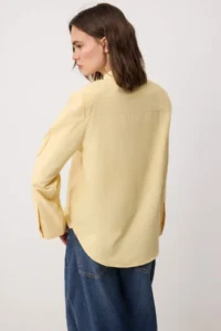 TRENDYOLMİLLA Light Yellow Checkered padded Wide Cuff Oversized Shirt - Image 4