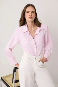 TRENDYOLMİLLA Pink-Multicolored Checkered padded Wide Cuff Oversized Shirt