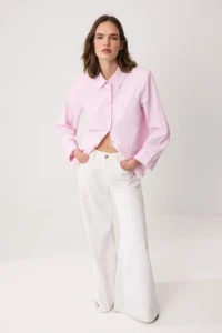 TRENDYOLMİLLA Pink-Multicolored Checkered padded Wide Cuff Oversized Shirt - Image 2