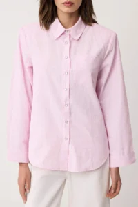 TRENDYOLMİLLA Pink-Multicolored Checkered padded Wide Cuff Oversized Shirt - Image 3
