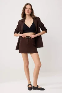 TRENDYOLMİLLA Brown Arched Skirt Look Mini Shorts & Bermuda