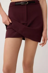 TRENDYOLMİLLA Plum Arched Skirt Look Mini Shorts & Bermuda - Image 4