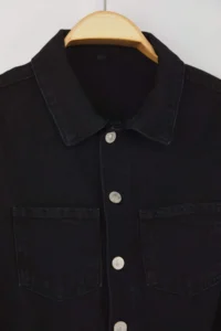 TRENDYOLMİLLA Black Shirt Collar Wide Leg DENIM Jumpsuit - Image 6
