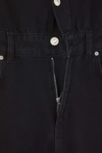 TRENDYOLMİLLA Black Shirt Collar Wide Leg DENIM Jumpsuit - Image 9