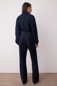 TRENDYOLMİLLA DARK BLUE Arched Wide Leg DENIM Jumpsuit - Image 3