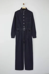 TRENDYOLMİLLA DARK BLUE Arched Wide Leg DENIM Jumpsuit - Image 4