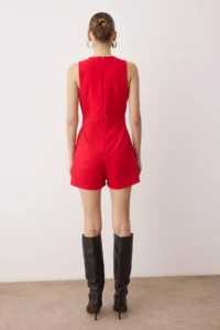 TRENDYOLMİLLA Red Belt Detailed Weaving Jumpsuit - Image 4