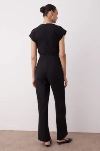 TRENDYOLMİLLA Black Arched Wide Leg Off-Shoulder Neck Jumpsuit - Image 4