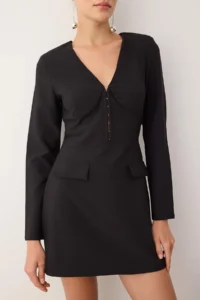 TRENDYOLMİLLA Black V-neck Short / Mini Weaving Jumpsuit - Image 3