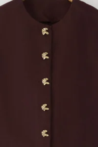 TRENDYOLMİLLA Special Collection Brown Button Detailed DENIM Vest - Image 7