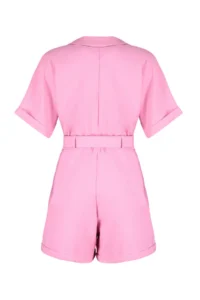 TRENDYOLMİLLA Pink Arched Kurvaze Yaka Mini Weaving Jumpsuit - Image 9