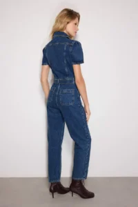 TRENDYOLMİLLA Mavi Arched DENIM Jumpsuit - Image 4