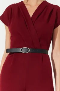 TRENDYOLMİLLA Burgundy Arched Double breasted Yaka Wide Leg Weaving Jumpsuit - Image 5