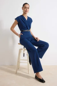 TRENDYOLMİLLA Petrol Arched Double breasted Yaka Maxi Jumpsuit Jumpsuit - Image 2