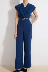 TRENDYOLMİLLA Petrol Arched Double breasted Yaka Maxi Jumpsuit Jumpsuit - Image 3