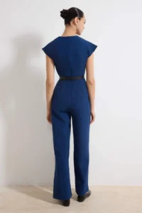 TRENDYOLMİLLA Petrol Arched Double breasted Yaka Maxi Jumpsuit Jumpsuit - Image 4