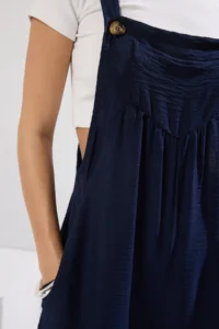 TRENDYOLMİLLA Navy Blue gilet Form linen look Plenty of Hem Weaving Jumpsuit - Image 7