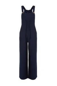 TRENDYOLMİLLA Navy Blue gilet Form linen look Plenty of Hem Weaving Jumpsuit - Image 9