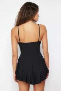 TRENDYOLMİLLA Black Sleeveless with flywheel OF shorts Mini Knitting Jumpsuit - Image 5