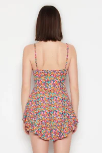 TRENDYOLMİLLA Multicolored Printed Sleeveless with flywheel OF shorts Mini Knitting Jumpsuit - Image 6