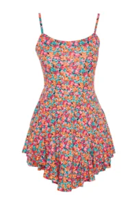 TRENDYOLMİLLA Multicolored Printed Sleeveless with flywheel OF shorts Mini Knitting Jumpsuit - Image 7