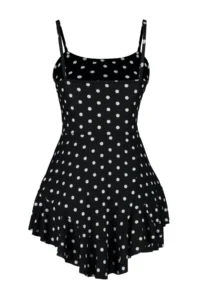TRENDYOLMİLLA WHITE Polka Dot Sleeveless with flywheel OF shorts Mini Knitting Jumpsuit - Image 3