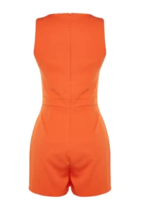 TRENDYOLMİLLA Orange Mini Shorts Etekli Belt Detailed Weaving Jumpsuit - Image 12