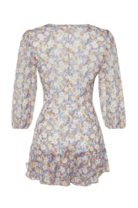 TRENDYOLMİLLA Multicolored flower patterned Cut Out Detailed Mini Lined Siphon Weaving Jumpsuit - Image 8