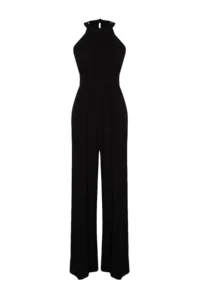TRENDYOLMİLLA Black Waist Drawstring Detailed Wide Leg Maxi Weaving Jumpsuit - Image 10