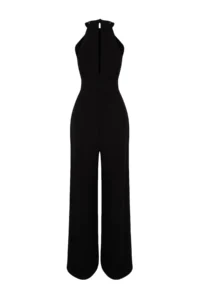 TRENDYOLMİLLA Black Waist Drawstring Detailed Wide Leg Maxi Weaving Jumpsuit - Image 12