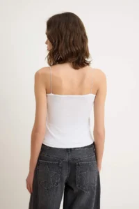 TRENDYOLMİLLA Black-WHITE-Gray Melange 3 Sets Pack Sleeveless Fitted Square Neck Flexible Knitting Tank Top - Image 4