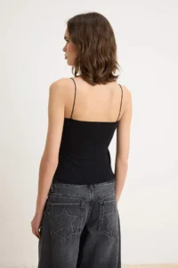TRENDYOLMİLLA Black-WHITE-Gray Melange 3 Sets Pack Sleeveless Fitted Square Neck Flexible Knitting Tank Top - Image 7