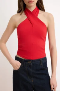TRENDYOLMİLLA Red Barbell Neck Fitted Flexible Knitting Blouse - Image 3