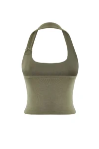 TRENDYOLMİLLA Khaki Barbell Neck Belt Detailed slim Knitting Blouse - Image 7