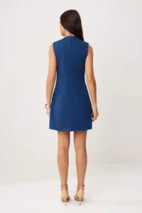 TRENDYOLMİLLA Navy Blue Plain A Cut buttoned Short / Mini Weaving Dress - Image 4