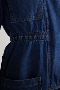 TRENDYOLMİLLA DARK BLUE Elastic Waist DENIM Romper - Image 5