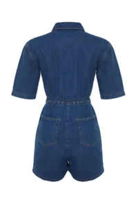 TRENDYOLMİLLA DARK BLUE Elastic Waist DENIM Romper - Image 8
