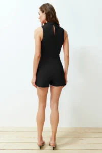 TRENDYOLMİLLA Black Binding Detailed Mini Weaving Shorts Skirt Jumpsuit - Image 7