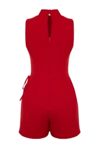 TRENDYOLMİLLA Red Binding Detailed Mini Weaving Shorts Skirt Jumpsuit - Image 9