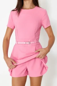 TRENDYOLMİLLA Pink Arched Mini Jumpsuit - Image 5