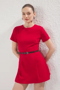 TRENDYOLMİLLA Red Arched Mini Jumpsuit - Image 4